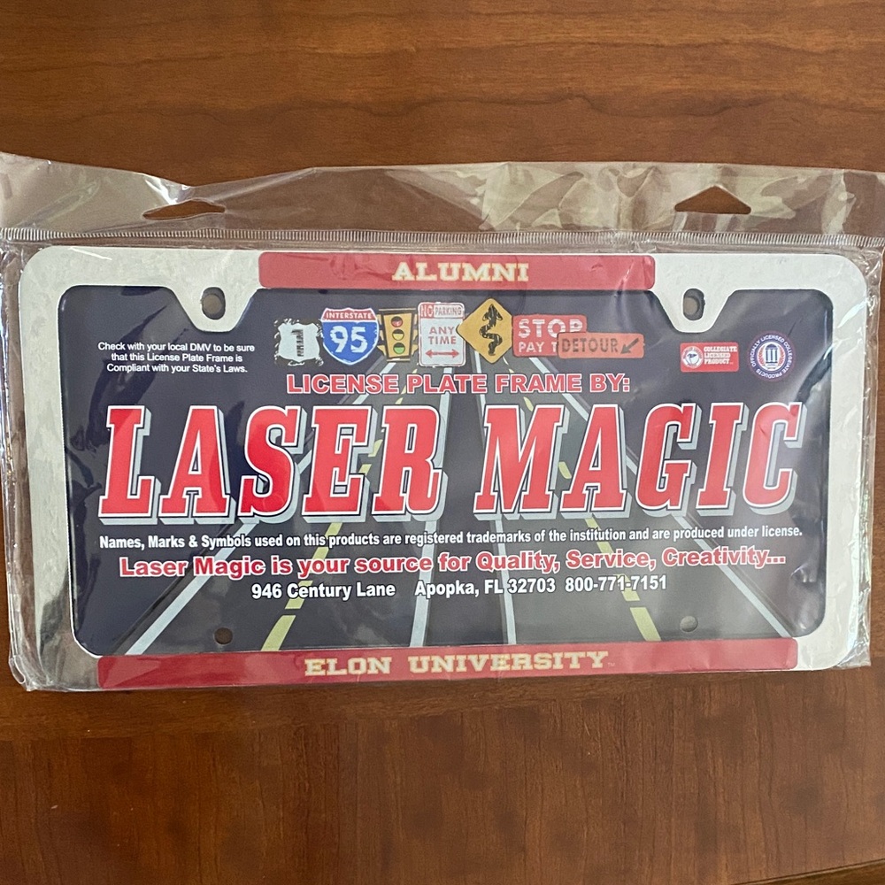 New in package Elon University License Plate Frame